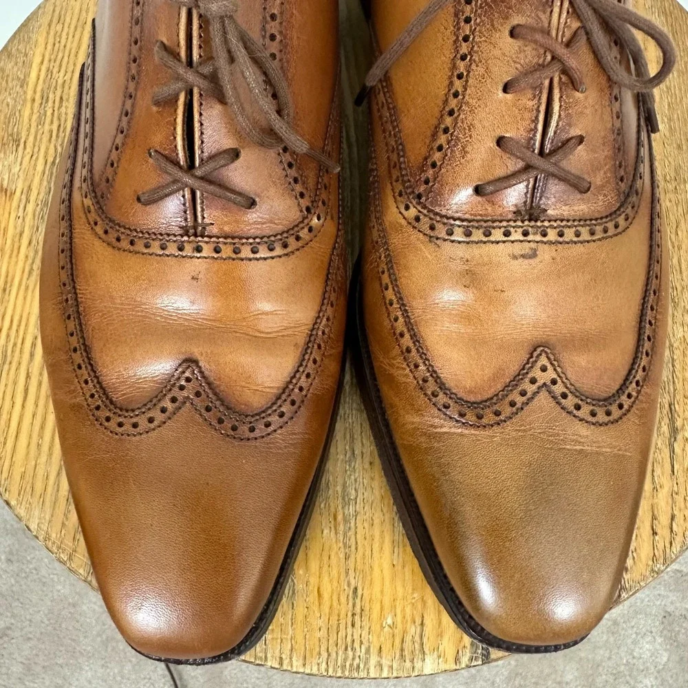Crockett & Jones Drummond Mens US 7 E Dress Shoes Brown Leather Wingtip Oxford